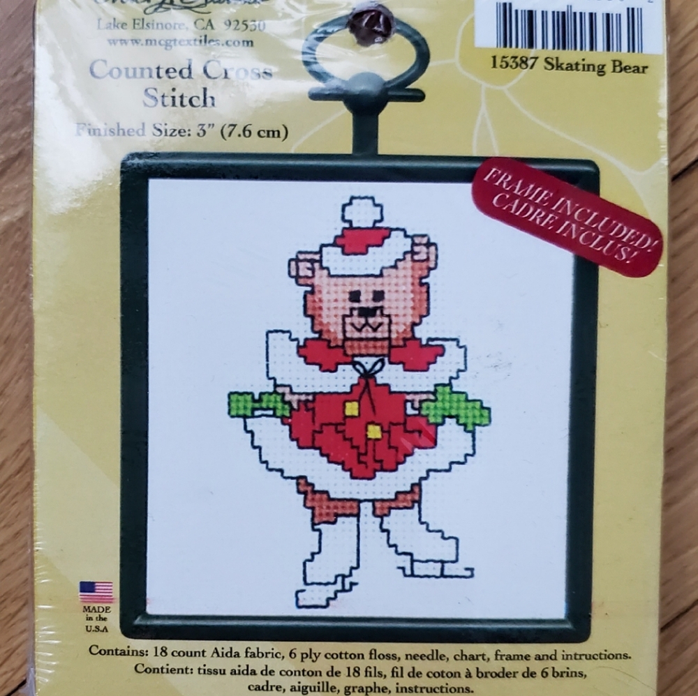 NWOT Skating Bear Counted Cross Stitch Kit